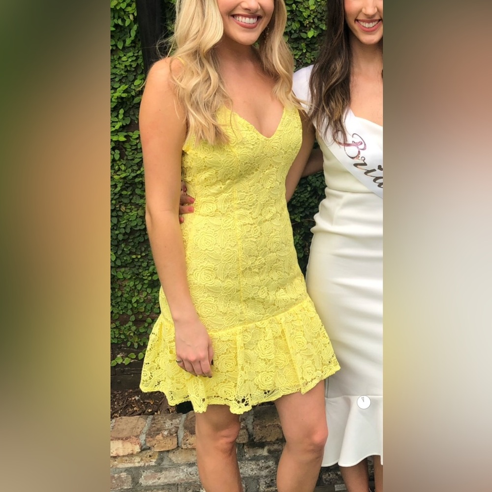 Yellow Floral Lace Dress